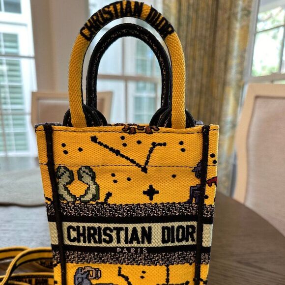 Christian Dior Zodiac Pixel Embroidery Mini Vertical Book Tote - Picture 1 of 9